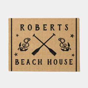 Beach House Paddles Anchors Custom Rustige Burlap Deurmat