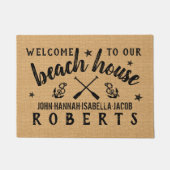 Beach House Paddles Anchors Custom Rustige Burlap Deurmat (Voorkant)
