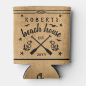 Beach House Paddles Ankers Custom Rustieke Burlap Blikjeskoeler (Voorkant)