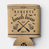 Beach House Paddles Ankers Custom Rustieke Burlap Blikjeskoeler (Achterkant)