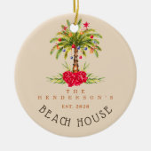 Beach House Palm tree Christmas decor Vacation Keramisch Ornament (Voorkant)