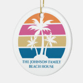 Beach House Palm Tree Cute Tropical Island - Aange Keramisch Ornament (Links)