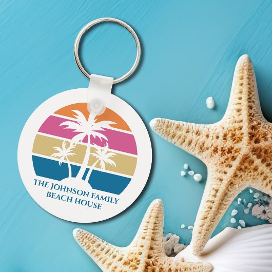 Beach House Palm Tree Cute Tropical Island - Aange Sleutelhanger