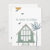Beach House Palm Tree verplaatst naar Florida Aankondigingskaart (Voorkant / Achterkant)