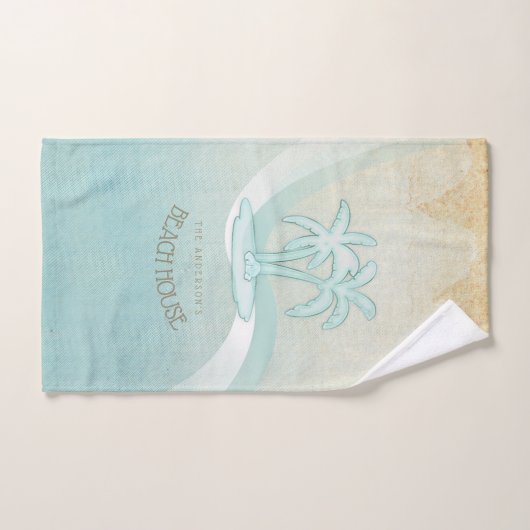 Beach House Palm Trees Aqua ID623 Bad Handdoek (Handdoek)