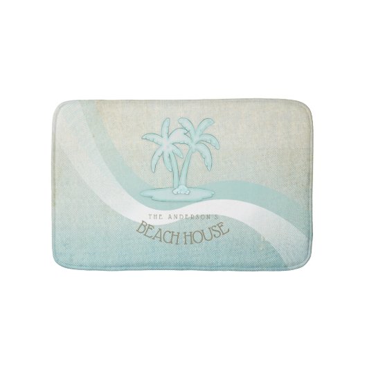 Beach House Palm Trees Aqua ID623 Badmat (Voorkant)