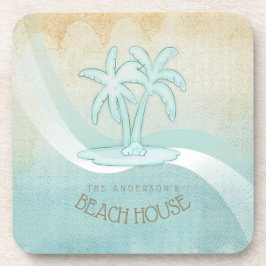 Beach House Palm Trees Aqua ID623 Bier Onderzetter