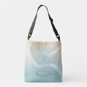 Beach House Palm Trees Aqua ID623 Crossbody Tas (Achterkant)