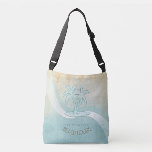 Beach House Palm Trees Aqua ID623 Crossbody Tas (Voorkant)