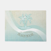 Beach House Palm Trees Aqua ID623 Deurmat (Voorkant)