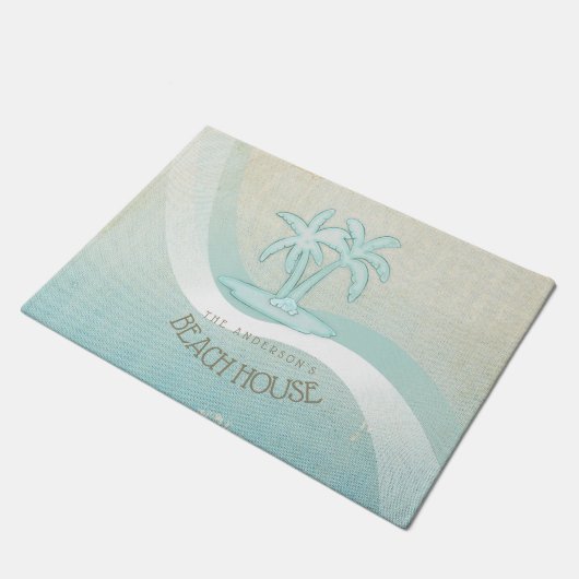 Beach House Palm Trees Aqua ID623 Deurmat (Schuin)