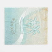 Beach House Palm Trees Aqua ID623 Fleece Deken (Voorkant (Horizontaal))