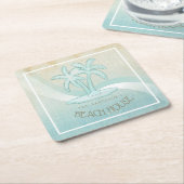 Beach House Palm Trees Aqua ID623 Kartonnen Onderzetters (Schuin)