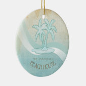 Beach House Palm Trees Aqua ID623 Keramisch Ornament (Rechts)