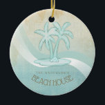 Beach House Palm Trees Aqua ID623 Keramisch Ornament<br><div class="desc">Met dit product in de zachte kleuren van zee en zand kunt u eenvoudig uw eigen naam en tekst toevoegen met de meegeleverde sjabloon. Het eenvoudige palmbomen afbeelding op een benauwde, waterverf achtergrond wordt gemarkeerd door een golfaccent in aqua en wit. Als je niet het geluk hebt om een strandhuis...</div>