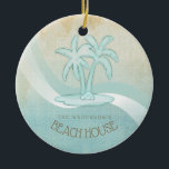 Beach House Palm Trees Aqua ID623 Keramisch Ornament<br><div class="desc">Met dit product in de zachte kleuren van zee en zand kunt u eenvoudig uw eigen naam en tekst toevoegen met de meegeleverde sjabloon. Het eenvoudige palmbomen afbeelding op een benauwde, waterverf achtergrond wordt gemarkeerd door een golfaccent in aqua en wit. Als je niet het geluk hebt om een strandhuis...</div>
