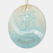 Beach House Palm Trees Aqua ID623 Keramisch Ornament (Links)