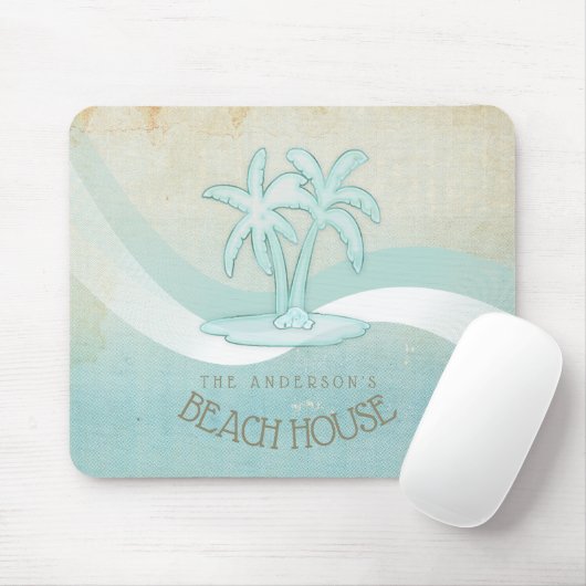 Beach House Palm Trees Aqua ID623 Muismat (Met muis)