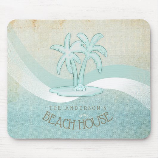 Beach House Palm Trees Aqua ID623 Muismat (Voorkant)