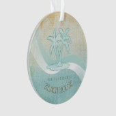 Beach House Palm Trees Aqua ID623 Ornament (voorkant)