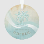 Beach House Palm Trees Aqua ID623 Ornament (achterkant)