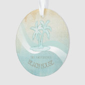 Beach House Palm Trees Aqua ID623 Ornament (voorkant)
