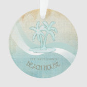 Beach House Palm Trees Aqua ID623 Ornament (voorkant)