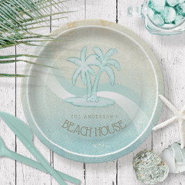 Beach House Palm Trees Aqua ID623 Papieren Bordje