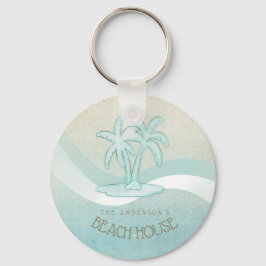 Beach House Palm Trees Aqua ID623 Sleutelhanger