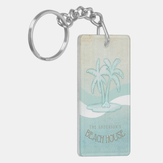 Beach House Palm Trees Aqua ID623 Sleutelhanger (Voorkant Links)