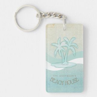 Beach House Palm Trees Aqua ID623 Sleutelhanger