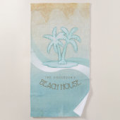 Beach House Palm Trees Aqua ID623 Strandlaken (Voorkant)