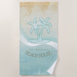 Beach House Palm Trees Aqua ID623 Strandlaken