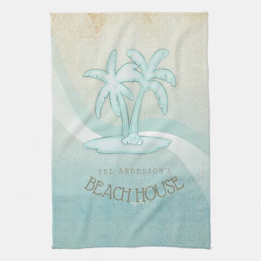 Beach House Palm Trees Aqua ID623 Theedoek (Verticaal)