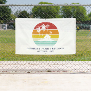 Beach House Palm Trees Familie Reünie Custom Spandoek