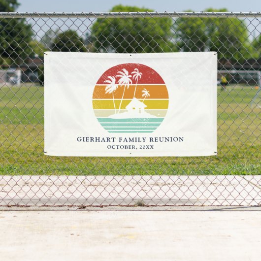 Beach House Palm Trees Familie Reünie Custom Spandoek (Insitu)