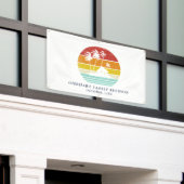 Beach House Palm Trees Familie Reünie Custom Spandoek (Buitenkant Gebouw)