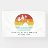 Beach House Palm Trees Familie Reünie Custom Spandoek (Horizontaal)