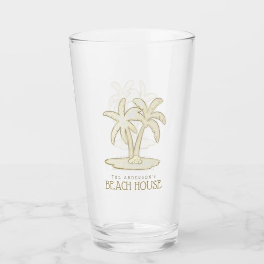 Beach House Palm Trees Gold ID623 Glas (Voorkant)