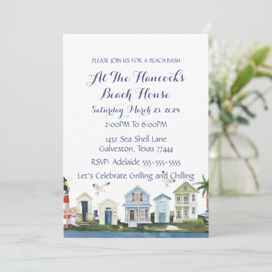 Beach House Party Kaart (Staand voorkant)