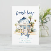 Beach House Party Uitnodigen Kaart (Staand voorkant)