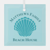 Beach House Personalized Keepomwille Blue Seashell Glas Ornament (Voorkant)