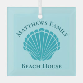Beach House Personalized Keepomwille Blue Seashell Glas Ornament