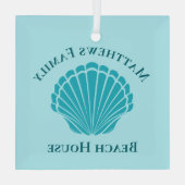 Beach House Personalized Keepomwille Blue Seashell Glas Ornament (Achterkant)