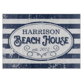 Beach House Personalized Navy and White Snijplank (Voorkant)