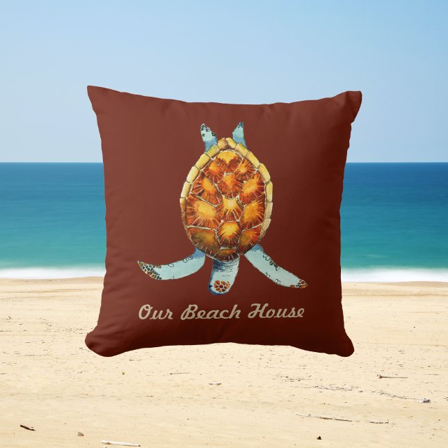 Beach House Pillow met duikende Zee Turtle on Brow Kussen (Creator heeft geüpload)