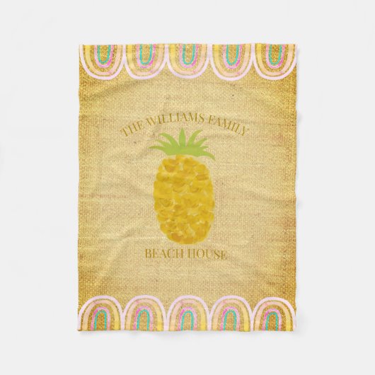 Beach House Pineapple Fleece Deken (Voorkant)