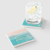 Beach House Pun Elegant Script Aangepaste familien Stenen Onderzetter (Zijkant)