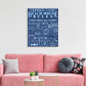 Beach House Regels Blauw Custom Family Cottage Sig Canvas Afdruk (Insitu (Woonkamer))