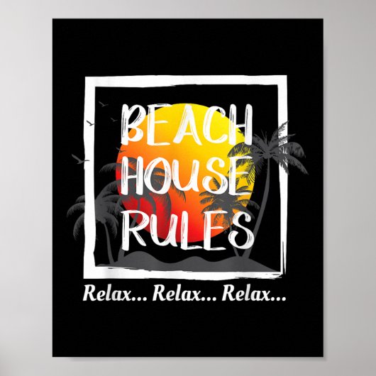 Beach House Regels Zomervakantie T Shirt cadeau vo Poster (Voorkant)
